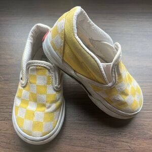 Yellow checkered custom Vans (toddler 6)